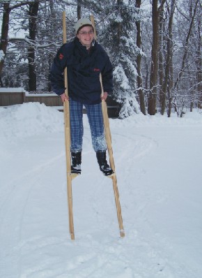 7' stilts hands straight down